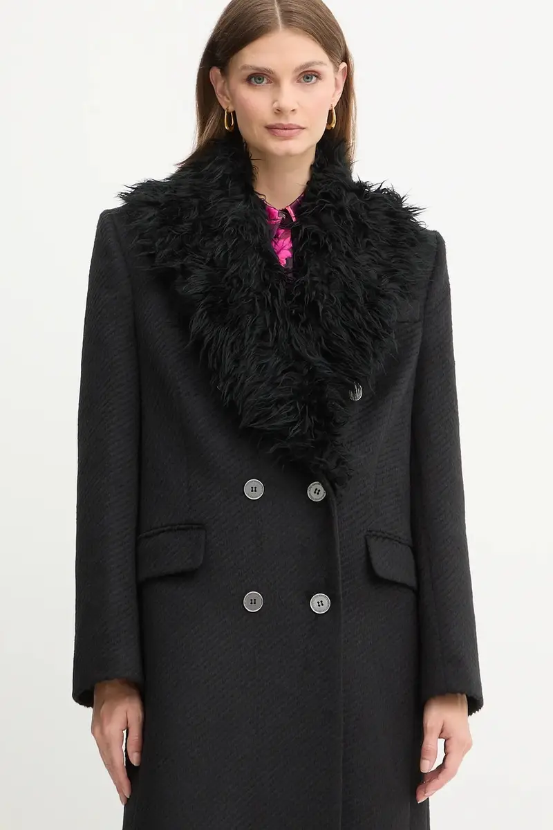 cappotto con lana colore nero 79HAT418 N0342 miniatura 4