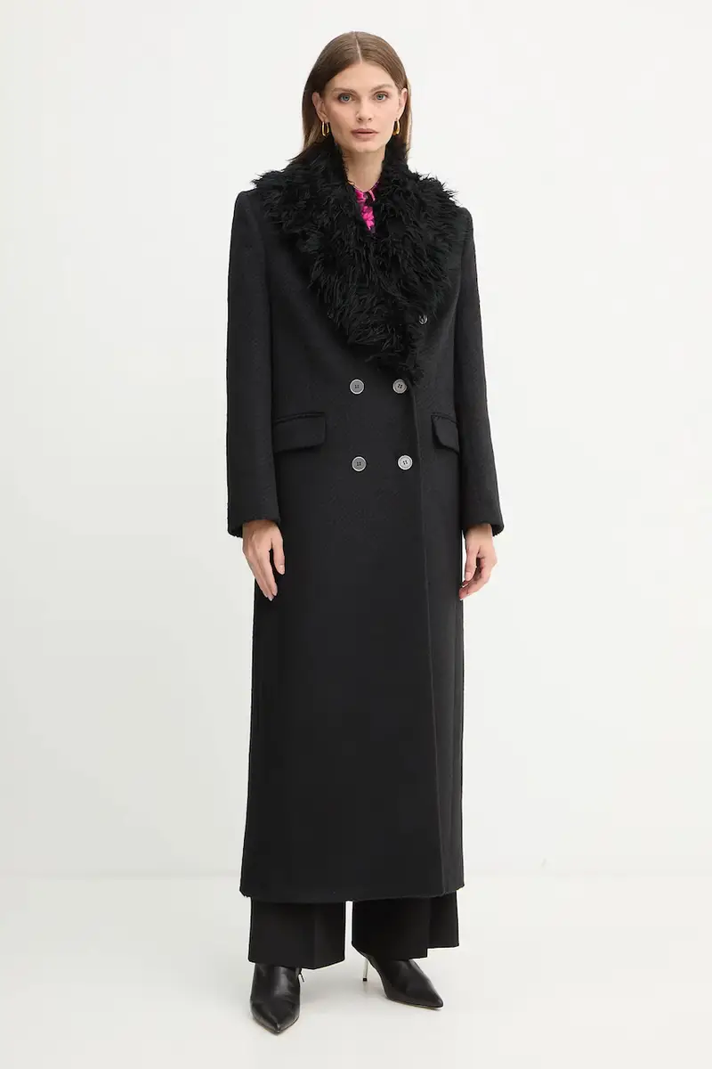 cappotto con lana colore nero 79HAT418 N0342