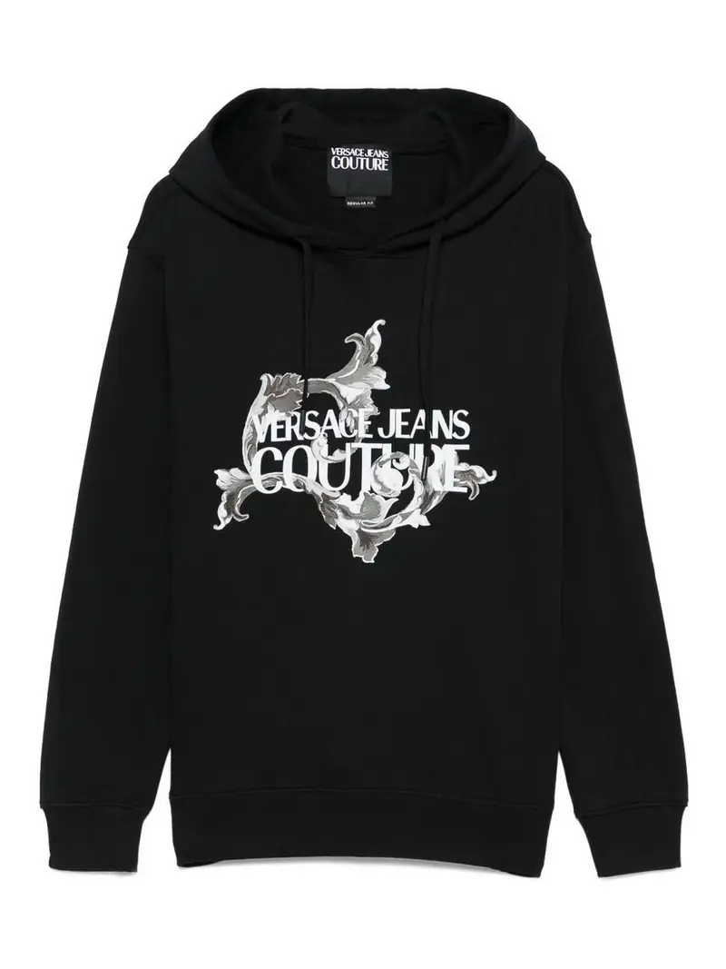 Felpa con cappuccio di cotone nero con logo