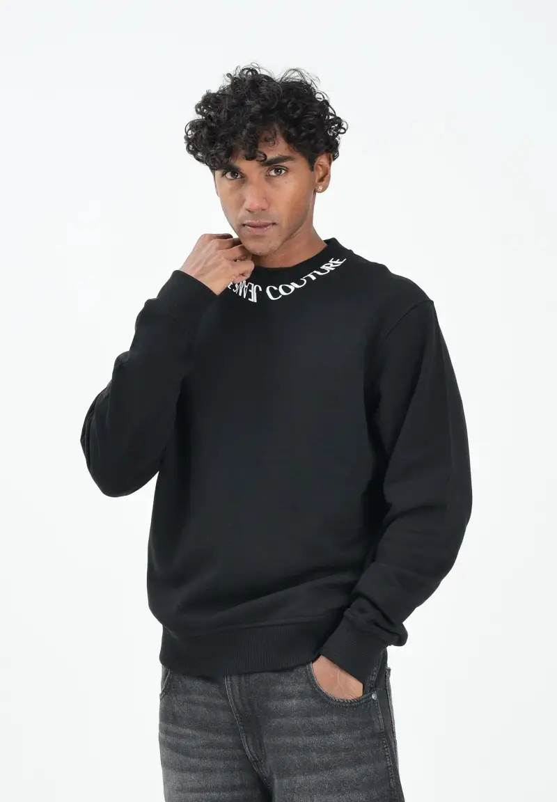 Felpa girocollo nera da uomo con Liquify Institutional Logo miniatura 2