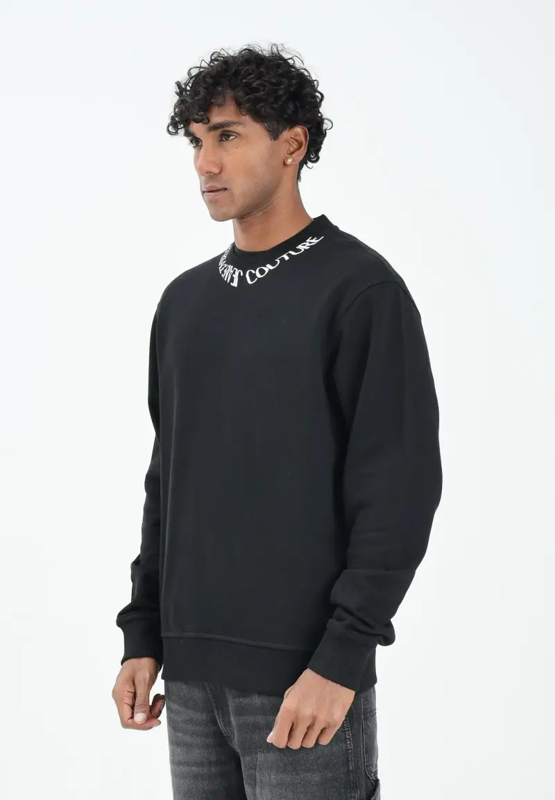 Felpa girocollo nera da uomo con Liquify Institutional Logo