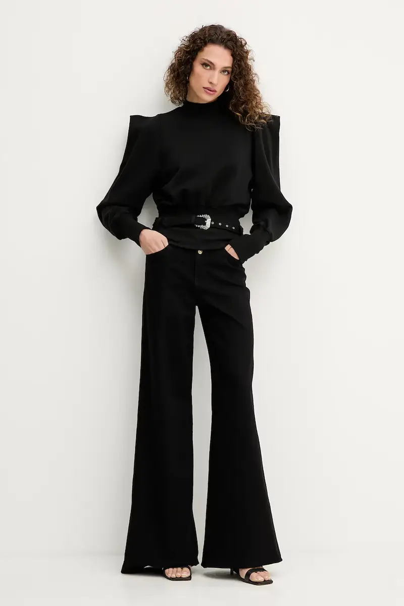 felpa in cotone donna colore nero 79HAI300 F0010 miniatura 2