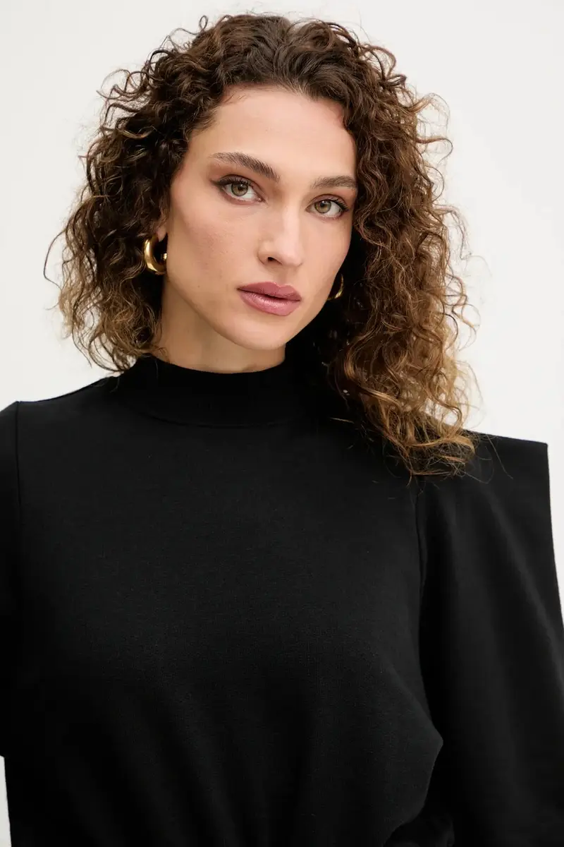 felpa in cotone donna colore nero 79HAI300 F0010 miniatura 4