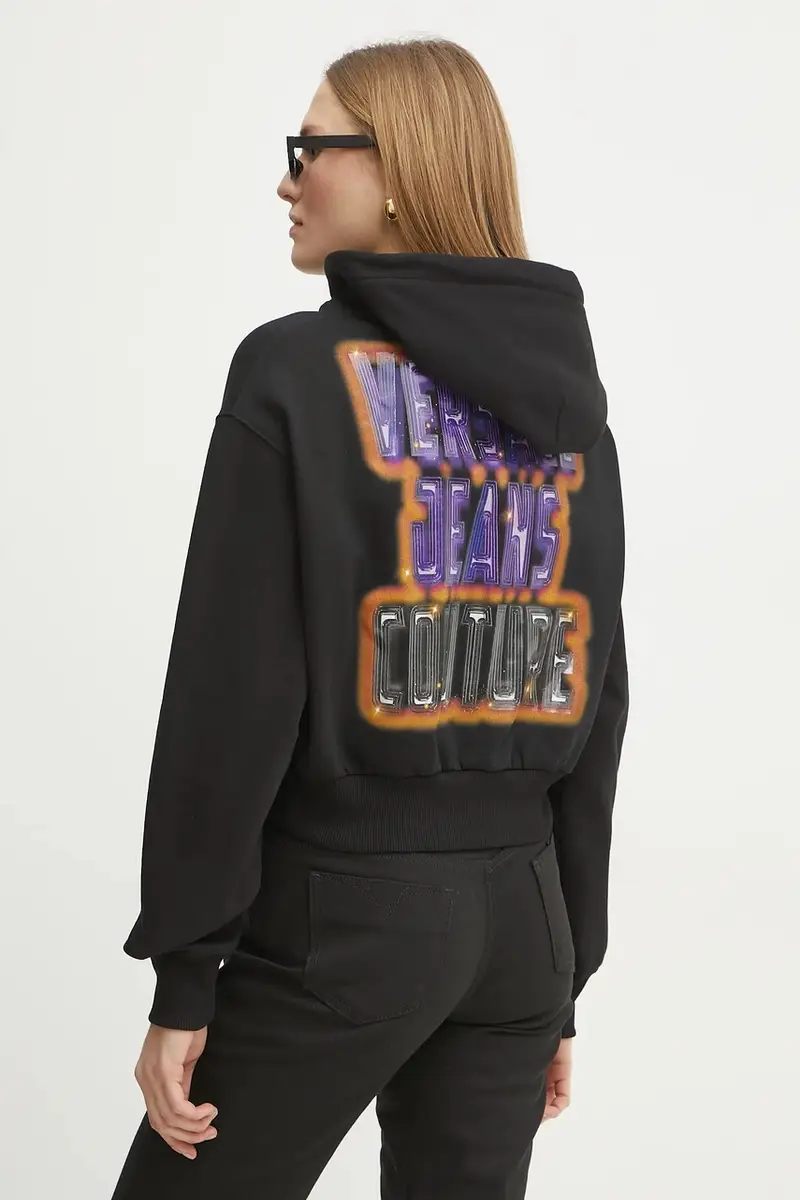 felpa in cotone donna colore nero con cappuccio 78HAIC04 CF00C miniatura 3