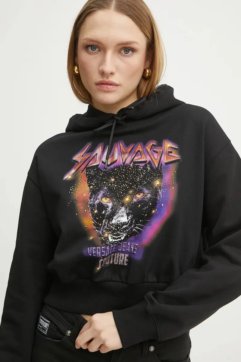 felpa in cotone donna colore nero con cappuccio 78HAIC04 CF00C