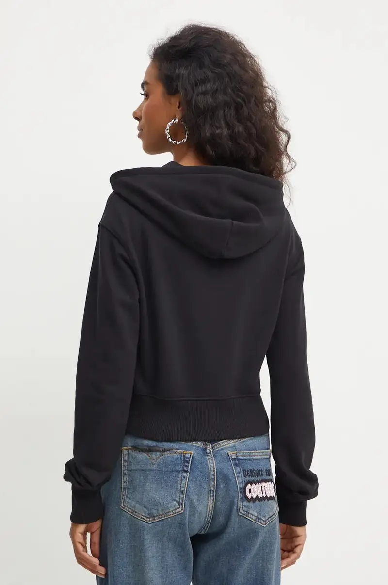 felpa in cotone donna colore nero con cappuccio con applicazione 77HAIL00 CF00L miniatura 3