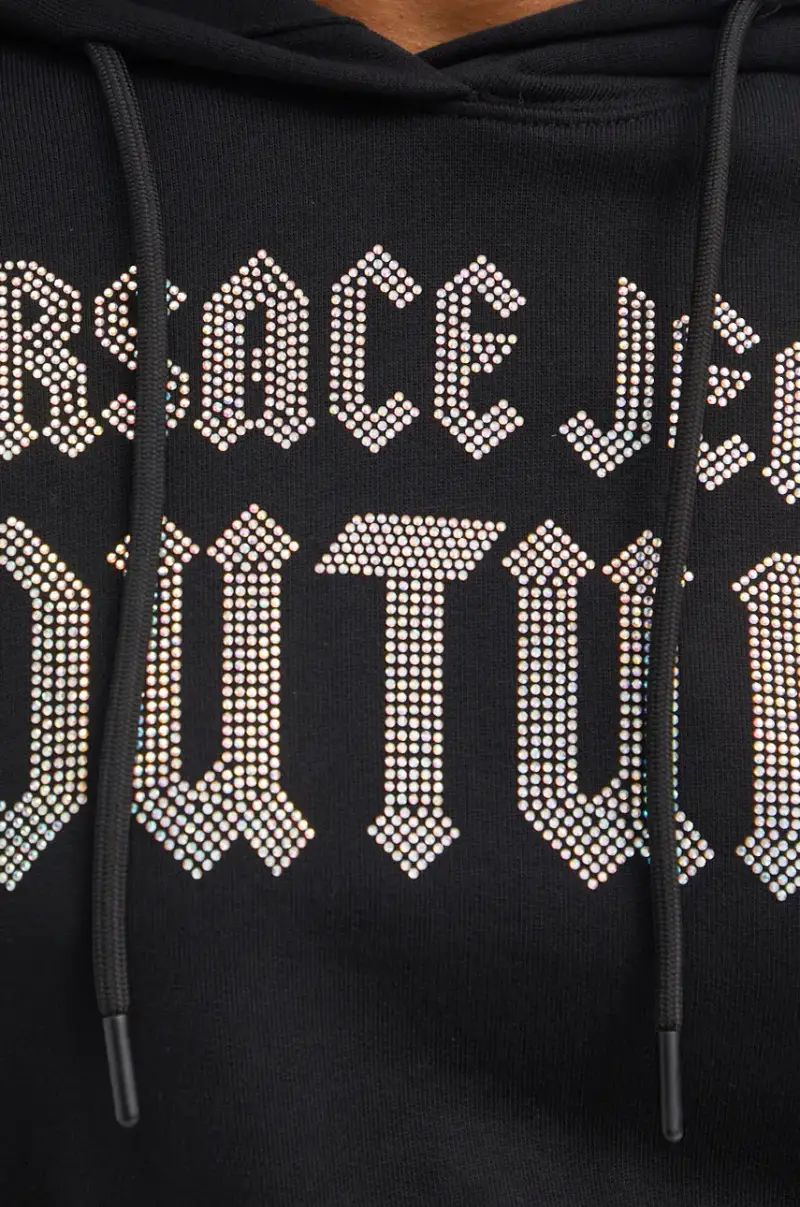 felpa in cotone donna colore nero con cappuccio con applicazione 77HAIL00 CF00L miniatura 5