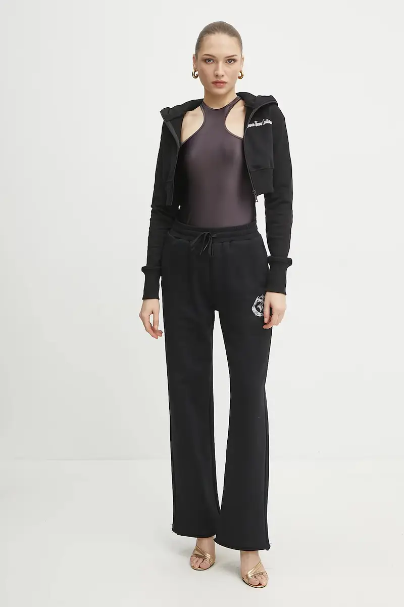 felpa in cotone donna colore nero con cappuccio con applicazione 78HAIC08 CF00C miniatura 2