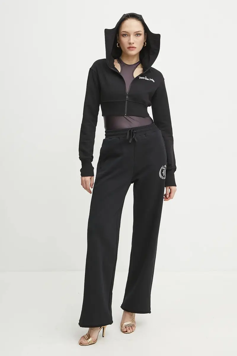 felpa in cotone donna colore nero con cappuccio con applicazione 78HAIC08 CF00C miniatura 4