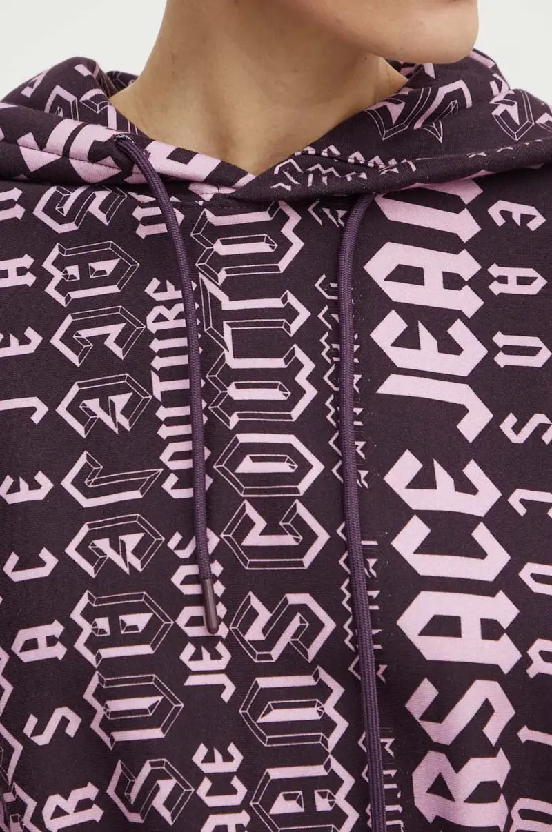 felpa in cotone donna colore violetto con cappuccio 77HAI314 FS172 miniatura 5