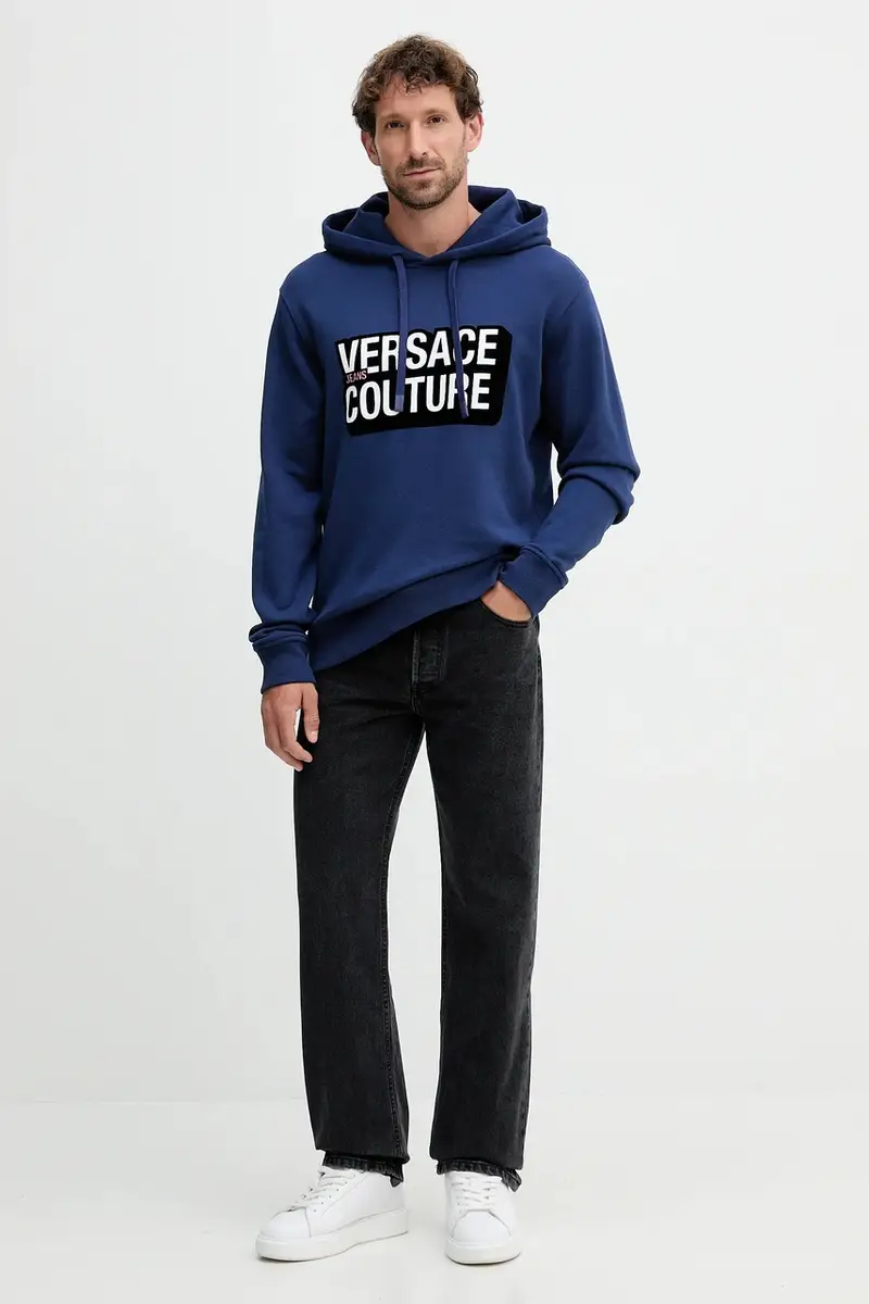 felpa in cotone uomo colore blu navy con cappuccio 79GAIP05 CF07P miniatura 2