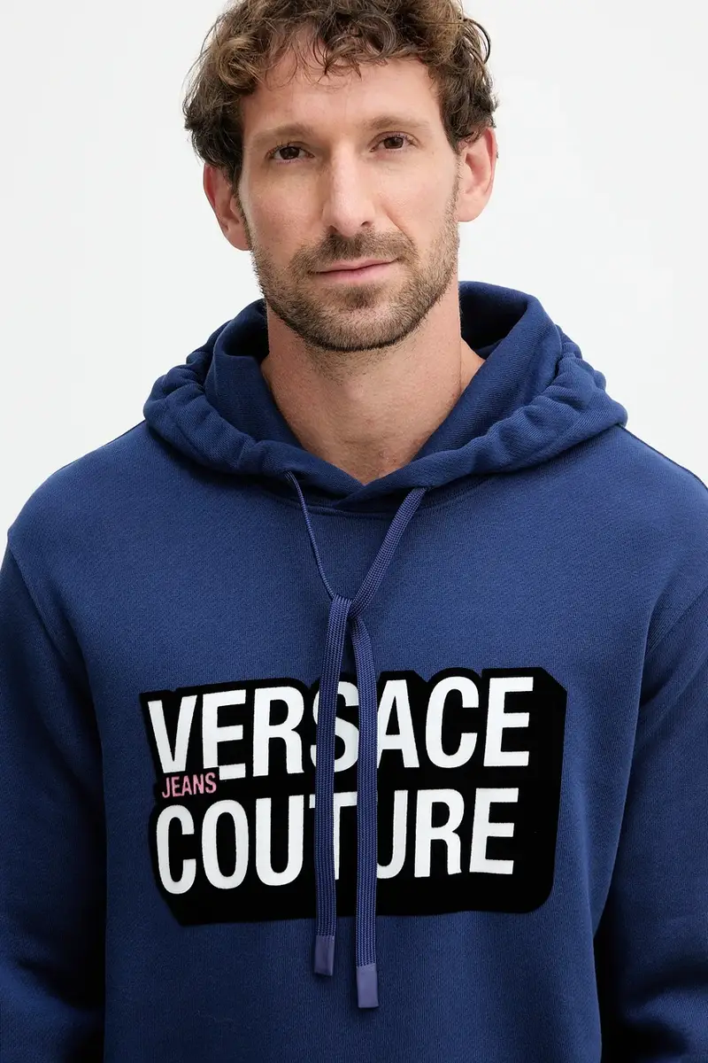 felpa in cotone uomo colore blu navy con cappuccio 79GAIP05 CF07P miniatura 4