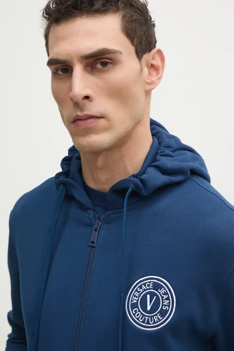 felpa in cotone uomo colore blu navy con cappuccio con applicazione 78GAIT00 CF01T miniatura 4