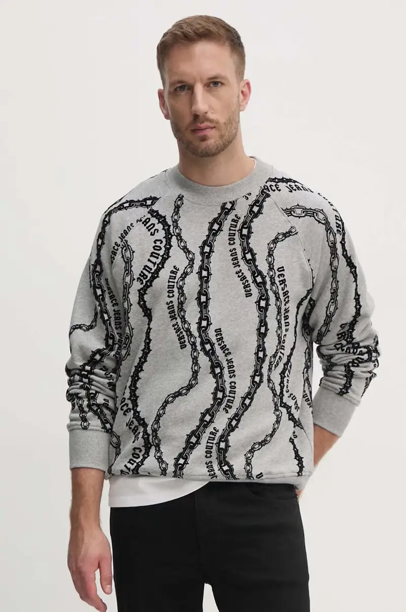 felpa in cotone uomo colore grigio 77GAI3X0 FS176