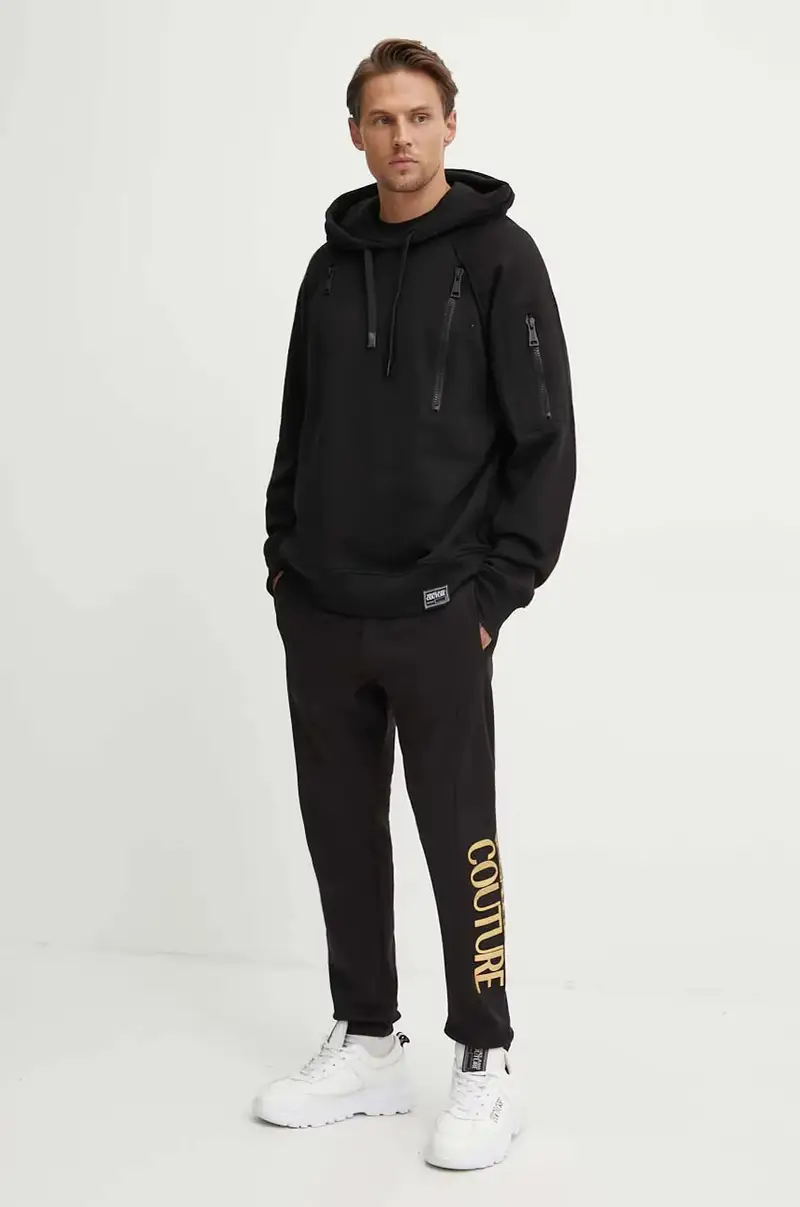 felpa in cotone uomo colore nero con cappuccio 77GAI307 F0002 miniatura 2