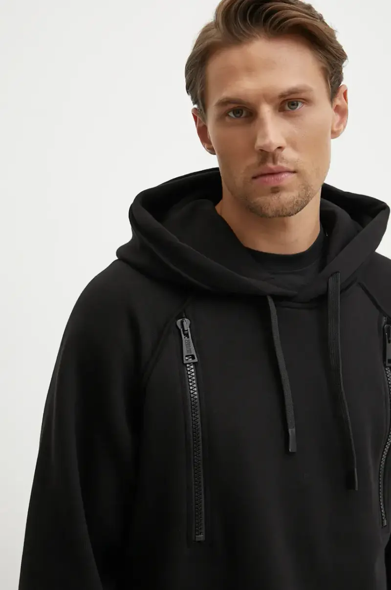 felpa in cotone uomo colore nero con cappuccio 77GAI307 F0002 miniatura 4