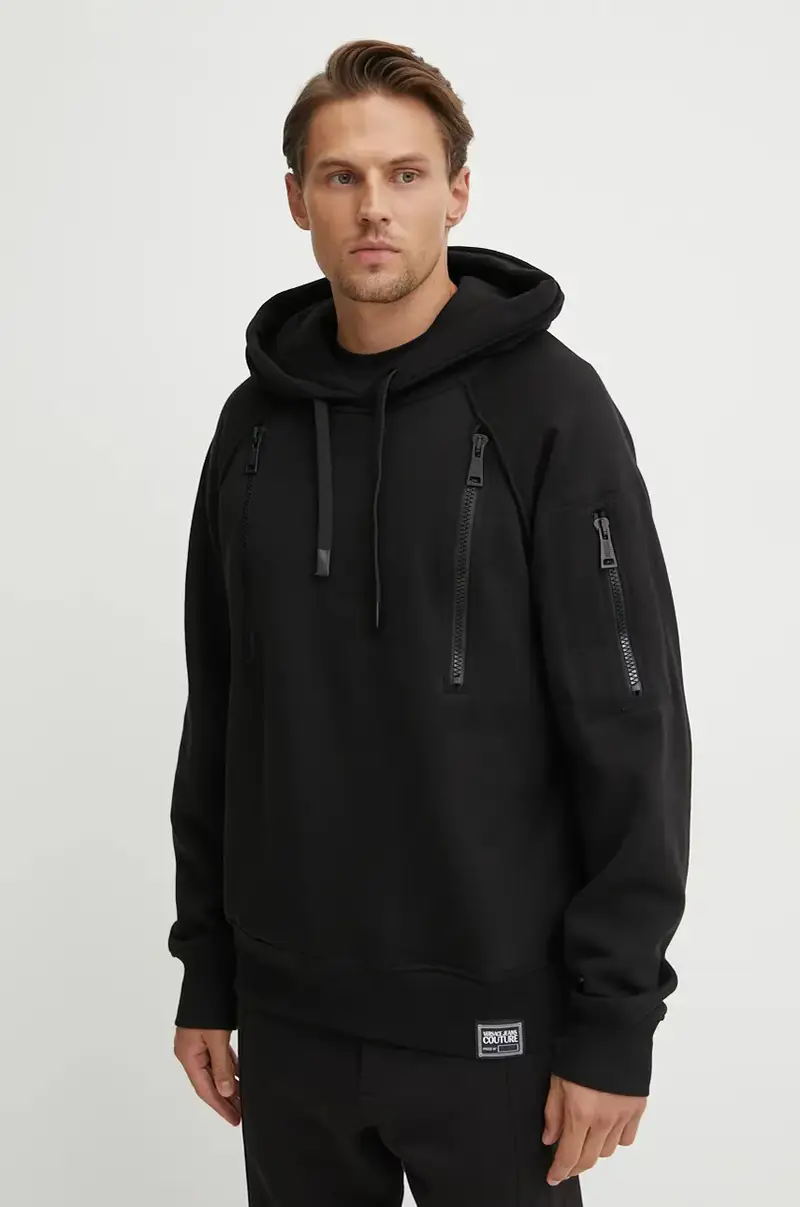 felpa in cotone uomo colore nero con cappuccio 77GAI307 F0002