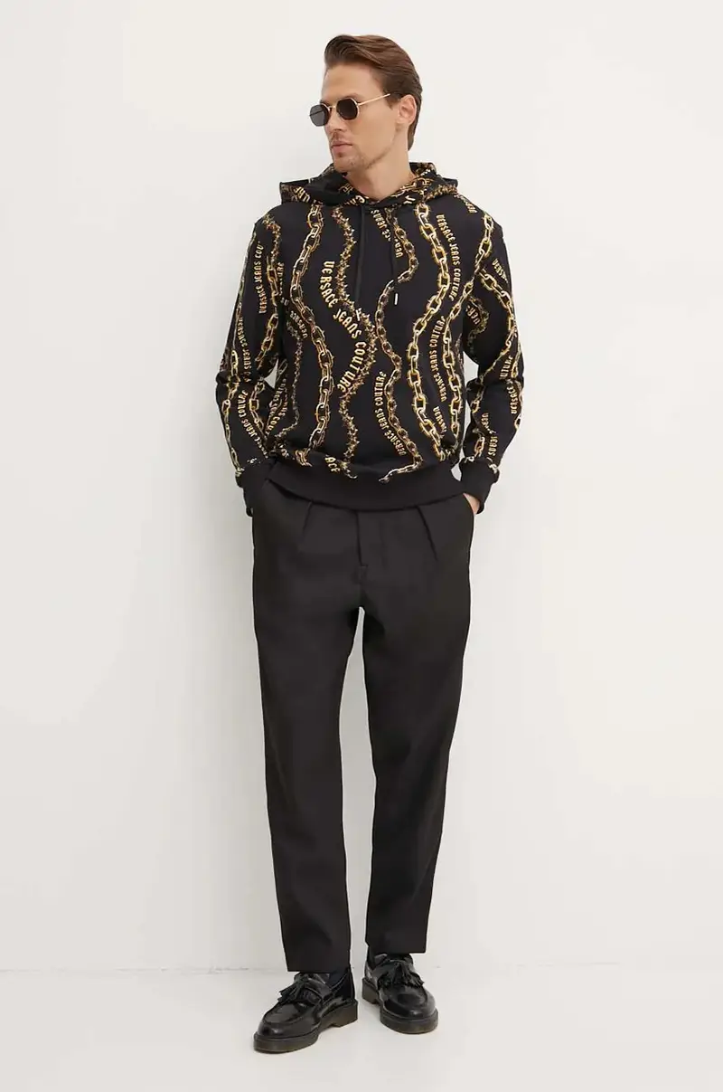 felpa in cotone uomo colore nero con cappuccio 77GAI3H0 FS160 miniatura 2