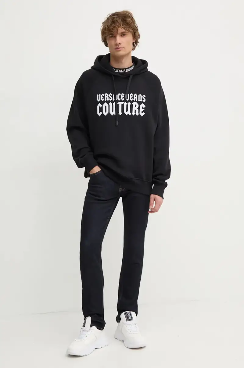 felpa in cotone uomo colore nero con cappuccio 77GAIL02 CF02L miniatura 2