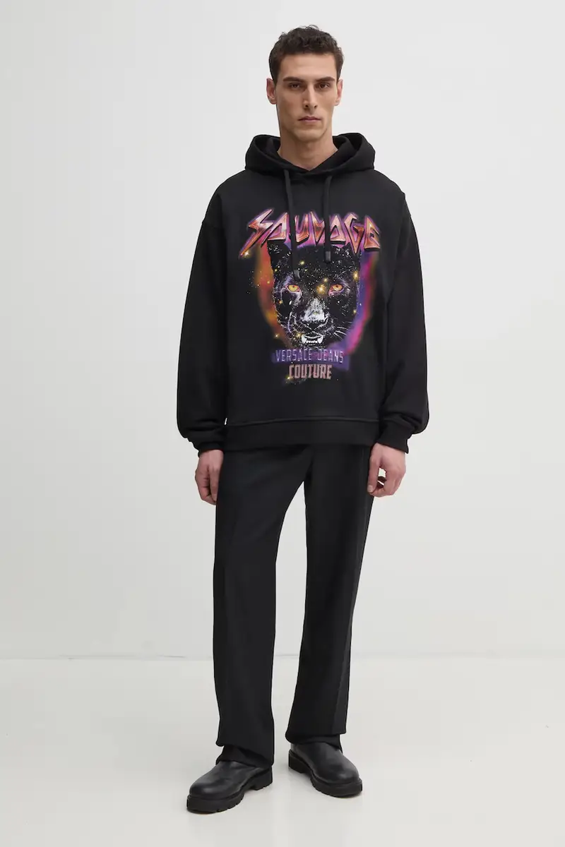 felpa in cotone uomo colore nero con cappuccio 78GAIC04 CF00C miniatura 2