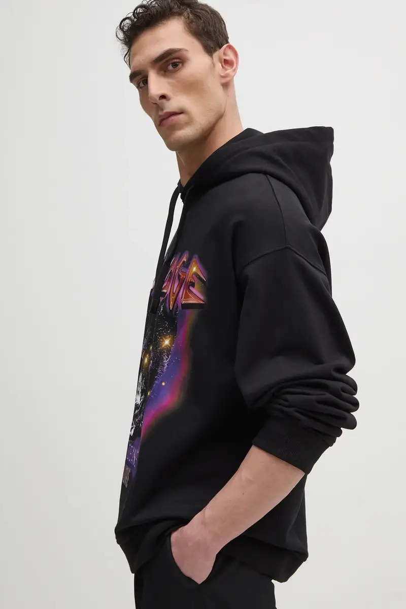 felpa in cotone uomo colore nero con cappuccio 78GAIC04 CF00C miniatura 4