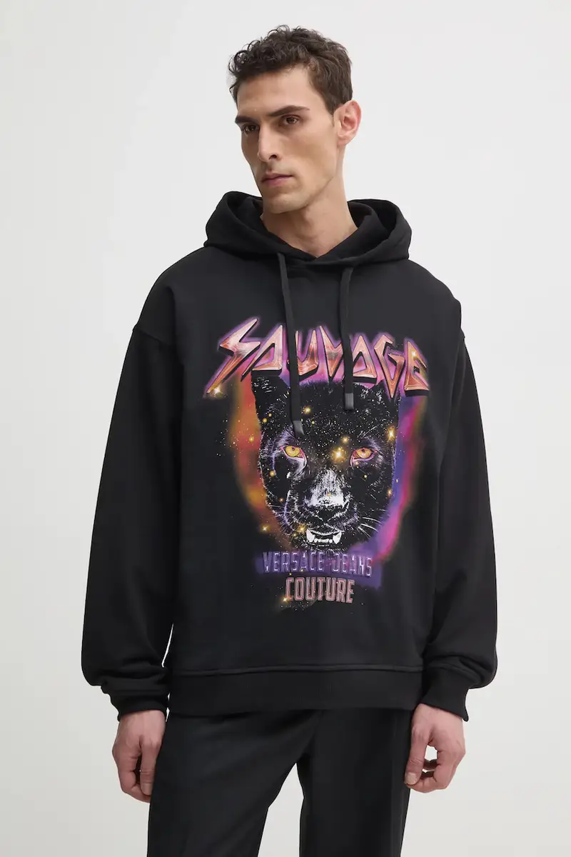 felpa in cotone uomo colore nero con cappuccio 78GAIC04 CF00C