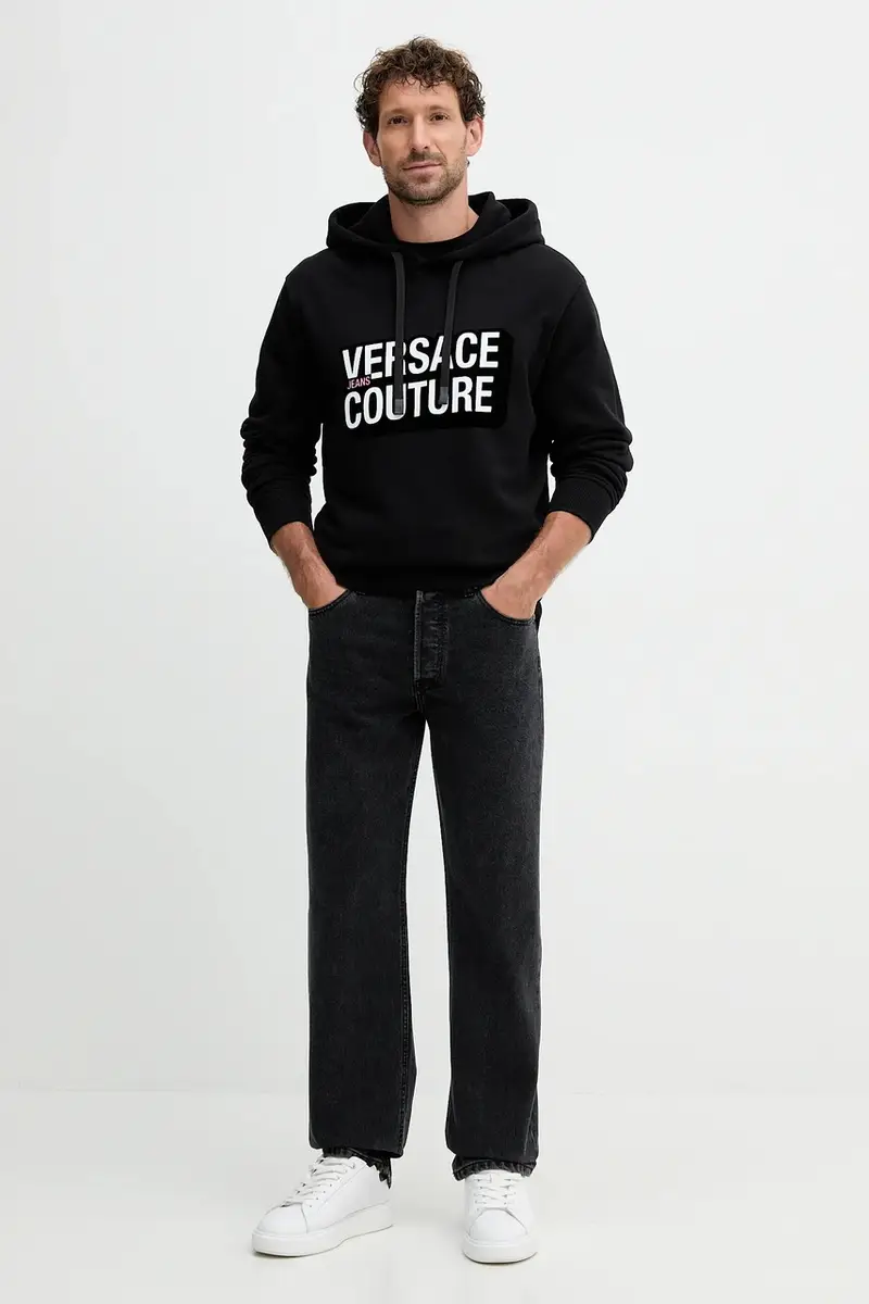 felpa in cotone uomo colore nero con cappuccio 79GAIP05 CF07P miniatura 2