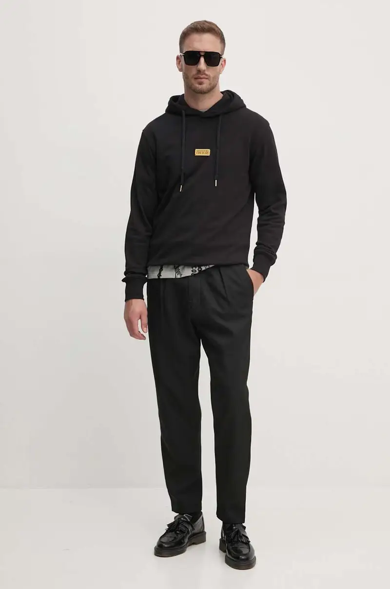 felpa in cotone uomo colore nero con cappuccio con applicazione 77GAIT08 CF00T miniatura 2