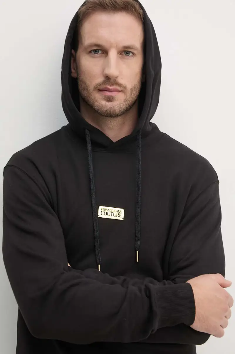 felpa in cotone uomo colore nero con cappuccio con applicazione 77GAIT08 CF00T miniatura 4