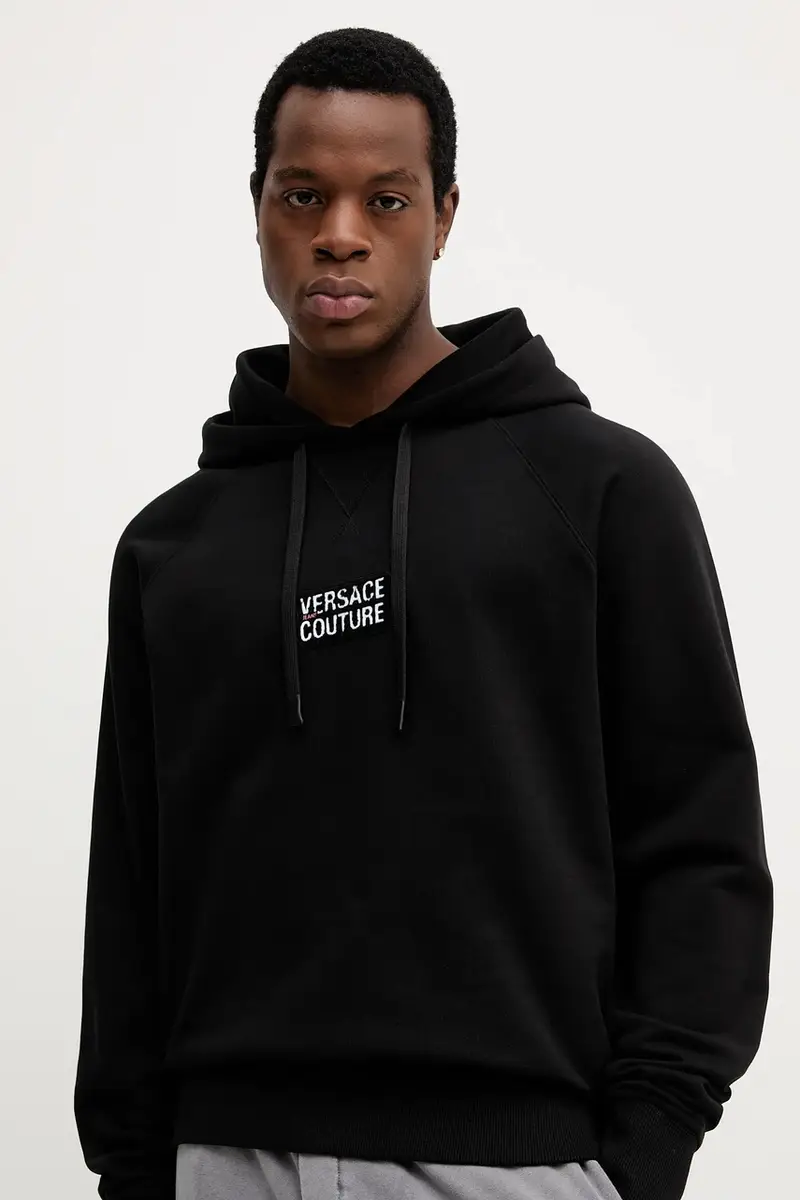 felpa in cotone uomo colore nero con cappuccio con applicazione 79GAIP06 CF06P miniatura 4