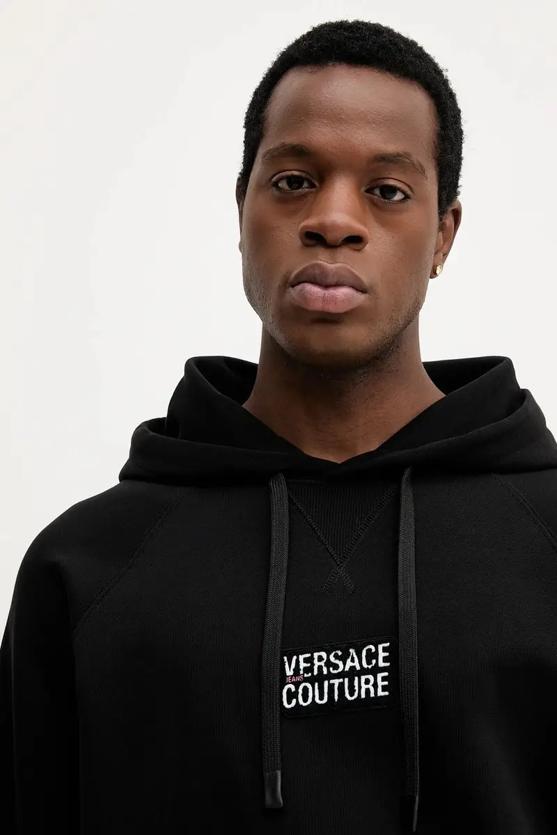 felpa in cotone uomo colore nero con cappuccio con applicazione 79GAIP06 CF06P miniatura 5