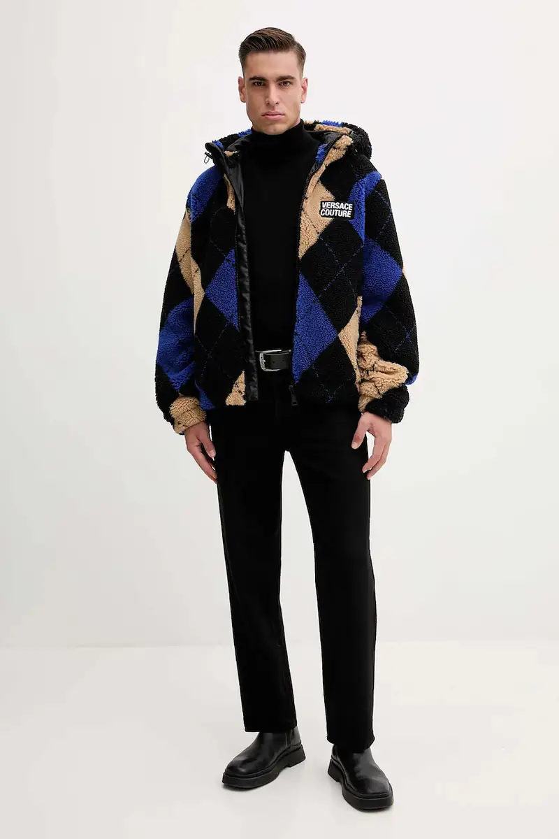 felpa in pile uomo colore nero con cappuccio 79GAS406 U0030 miniatura 2