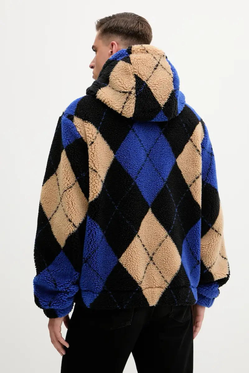 felpa in pile uomo colore nero con cappuccio 79GAS406 U0030 miniatura 3