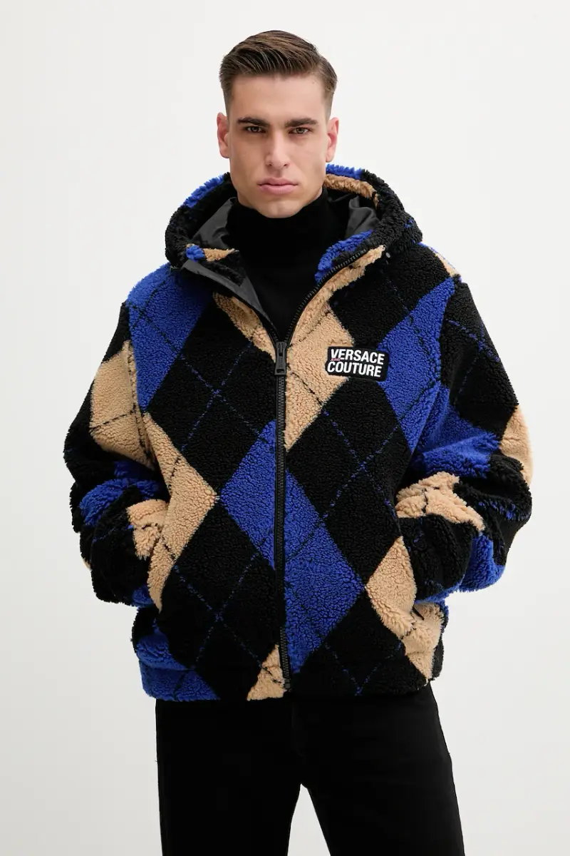 felpa in pile uomo colore nero con cappuccio 79GAS406 U0030