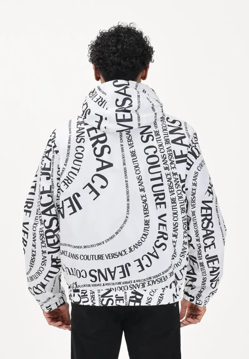 Giacca a vento bianca da uomo con stampa Logomania miniatura 3