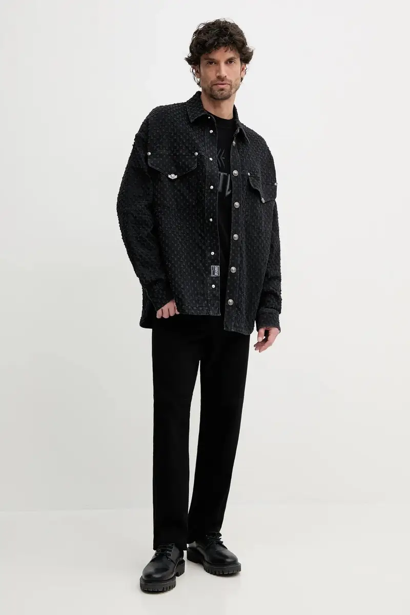 maglione con aggiunta di cachemire uomo colore nero 78GAFM17 CM06H miniatura 2