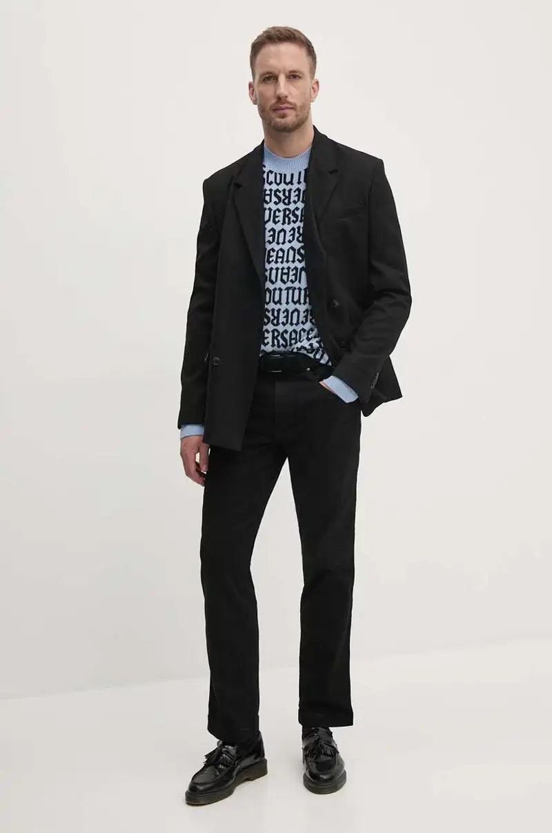 maglione in lana uomo colore blu 77GAFM03 CMN91 miniatura 2