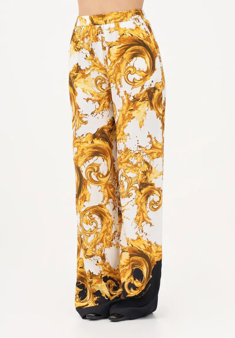 Pantalone bianco e nero da donna con stampa Wave Couture