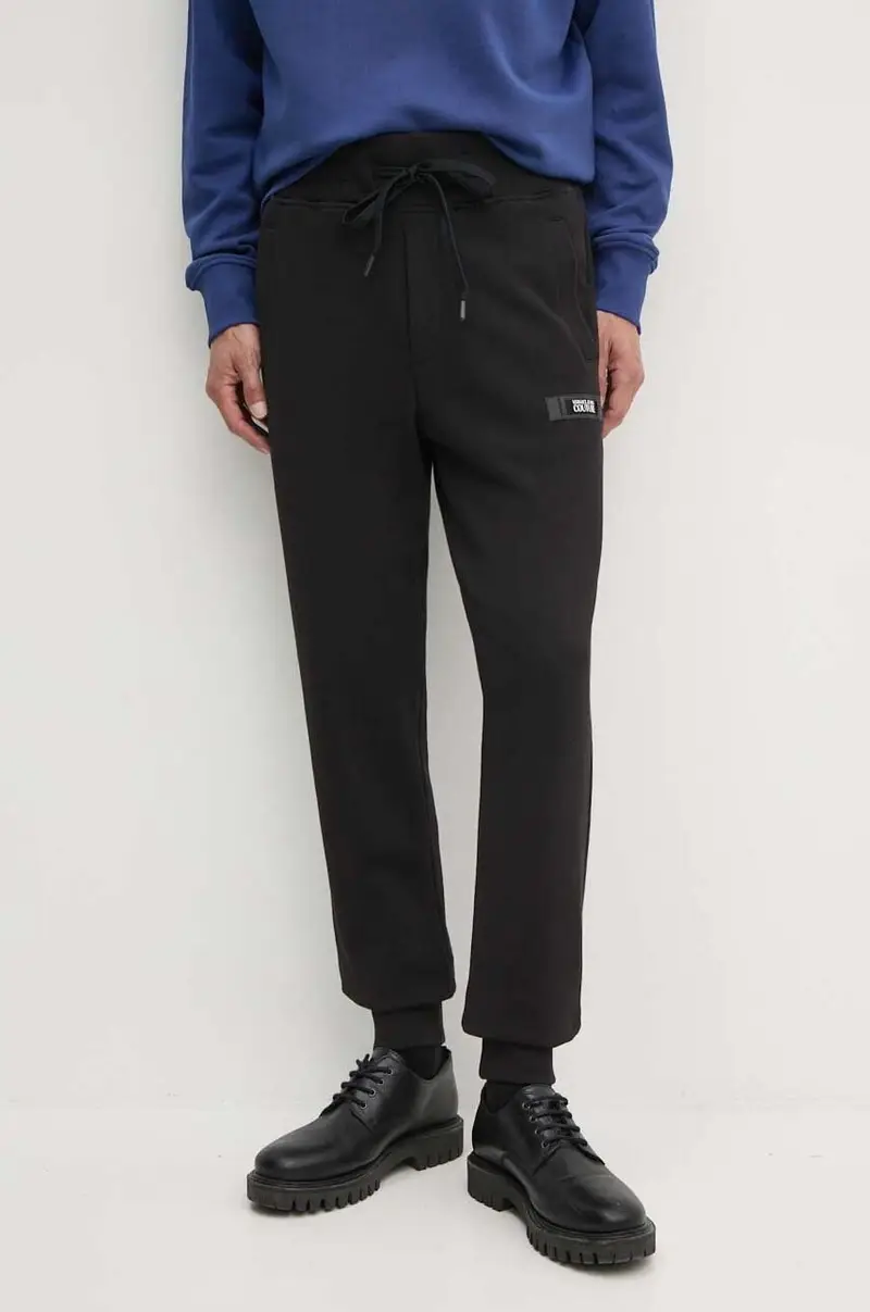 pantaloni della tuta di cotone colore nero 77GAA3B0 F0002