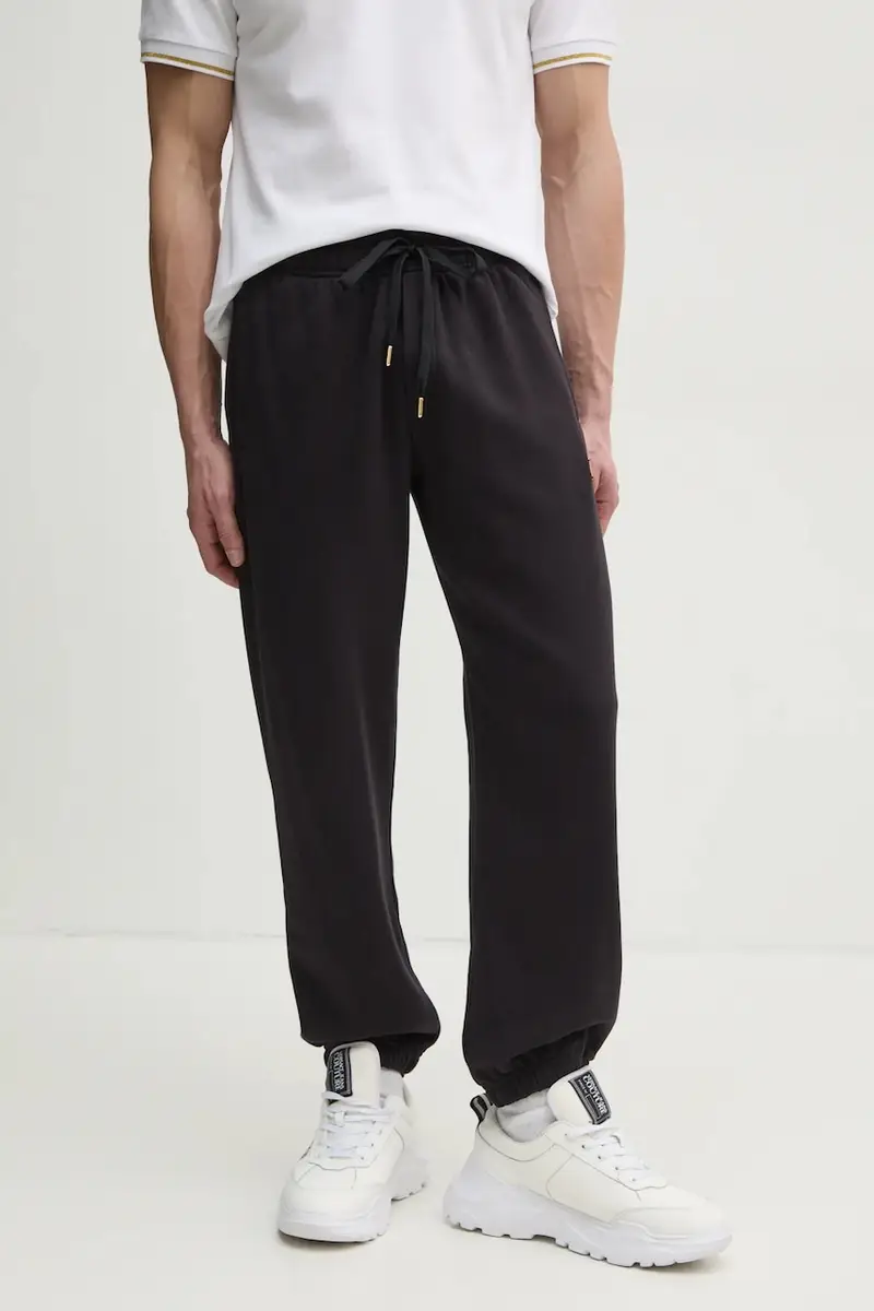 pantaloni della tuta di cotone uomo colore nero con applicazione 78GAAT08 CF01T