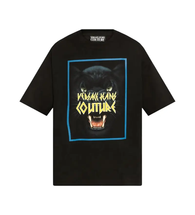 per uomo 78GAHS02-CJ00S Maglietta stampata nera (M), Nero, Casual, Cotone, Manica corta