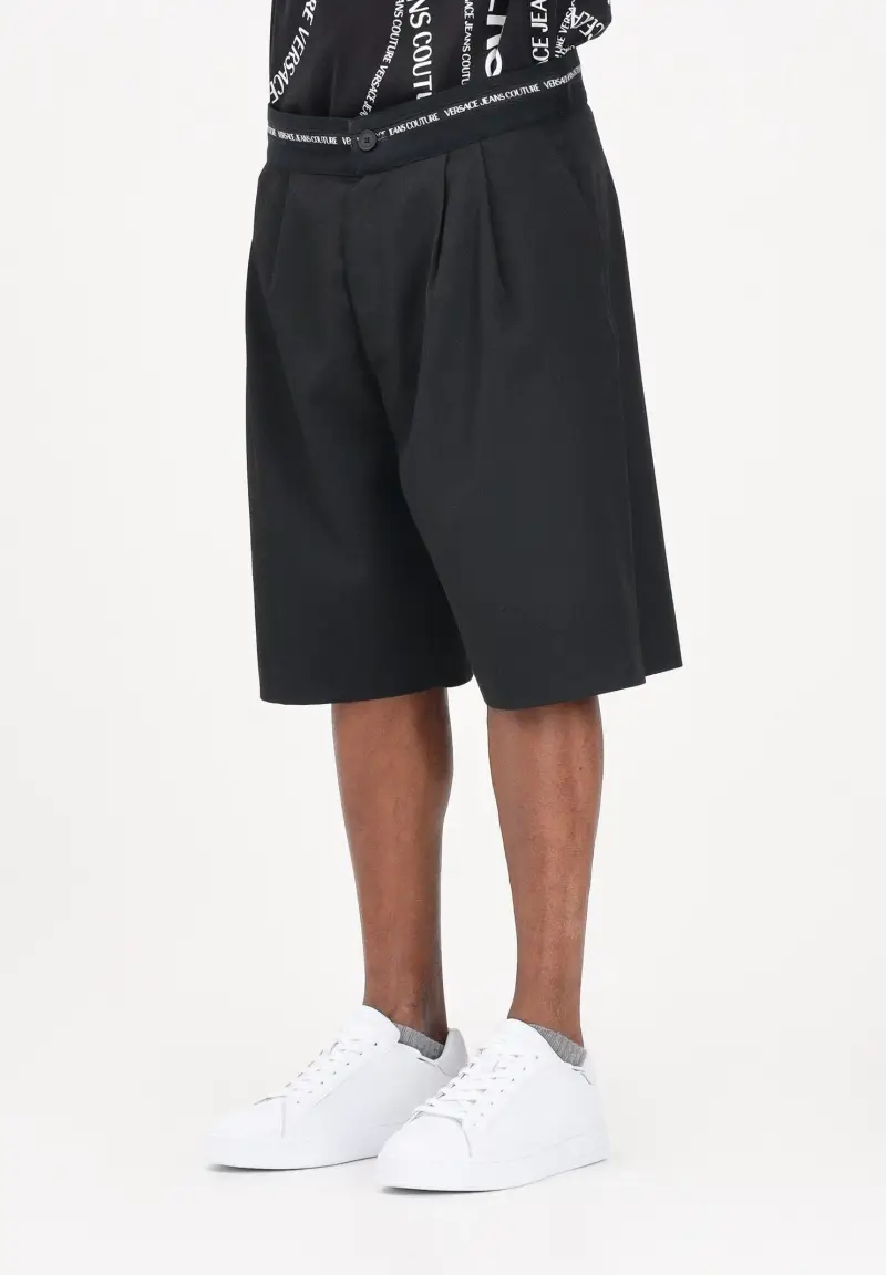 Shorts nero da uomo con punto vita logato