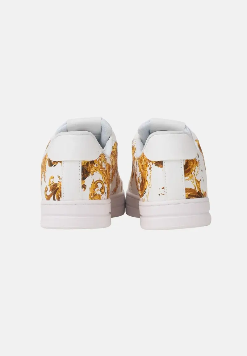 Sneakers bianche da uomo con fantasia barocca e logo miniatura 2