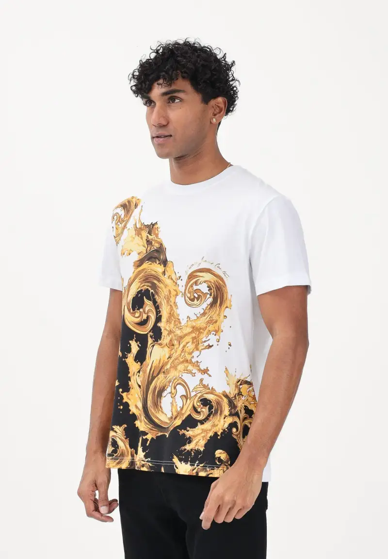 T-shirt a manica corta bianca da uomo con stampa Wave Couture