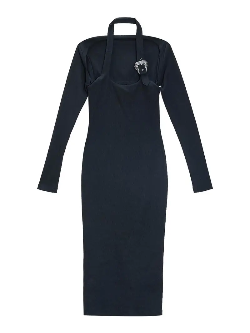 Vestito Lungo Fibbia Nero