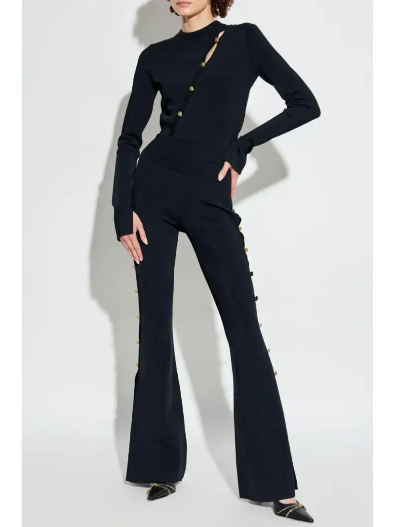 Pantalone nero cut-out laterali miniatura 2