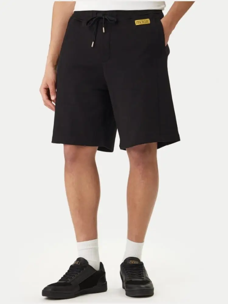 shorts umo nero con targhetta logo dorata