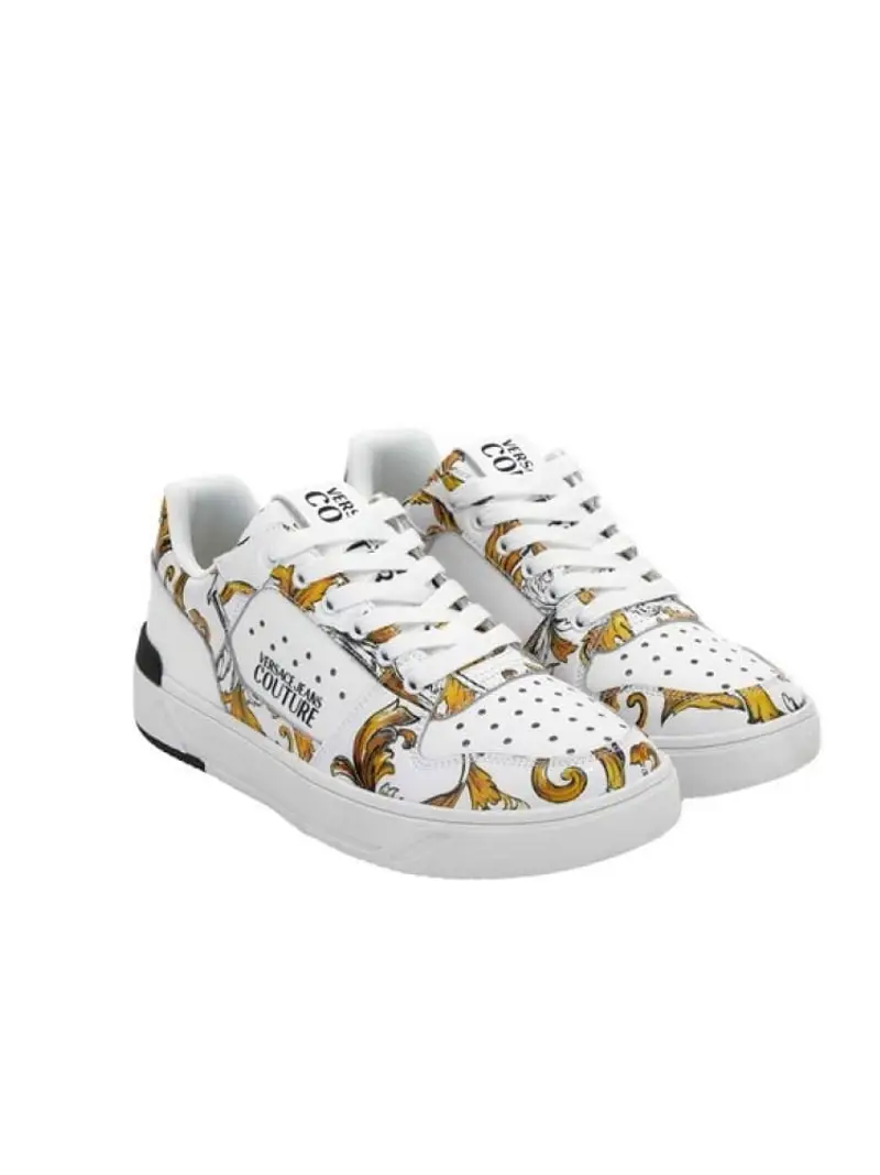 sneakers in ecopelle bianca con stampa logo