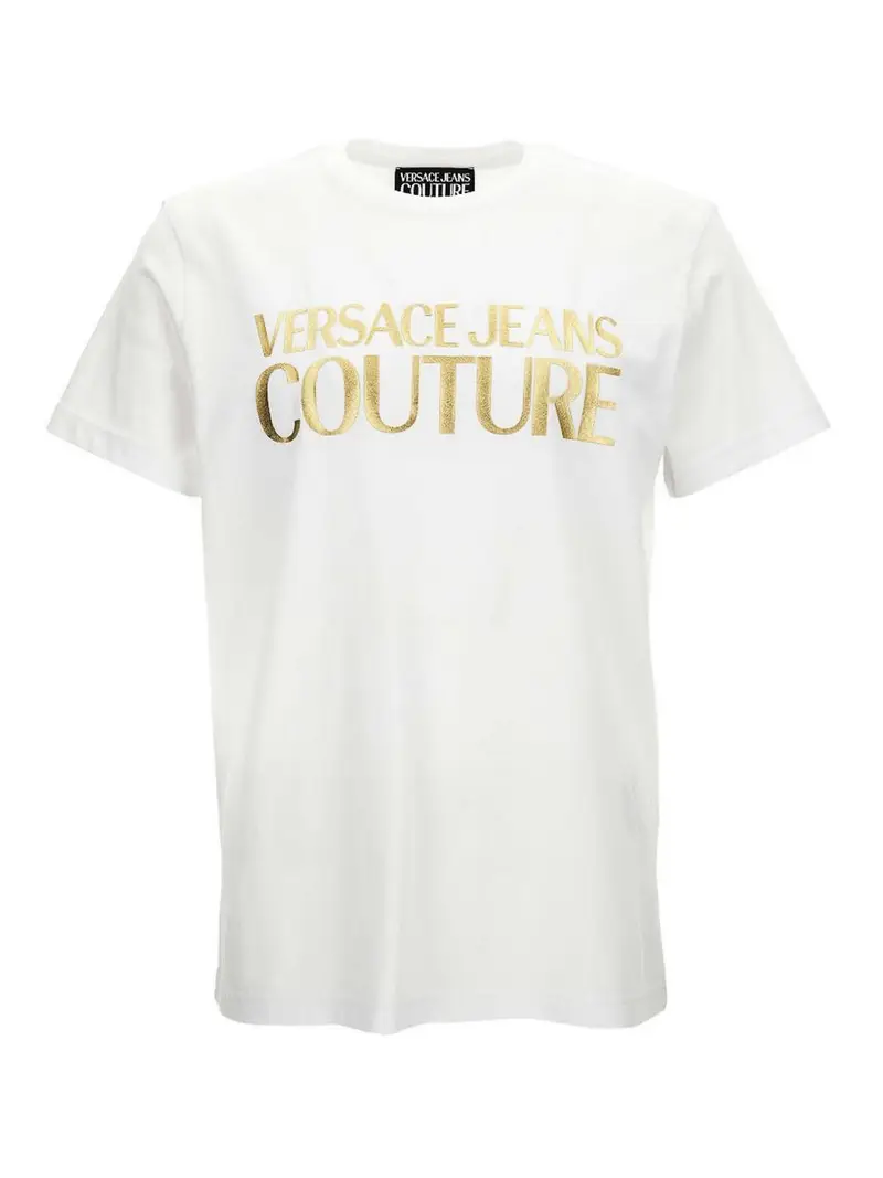 T-shirt Con Logo Oro Di Colore Bianco