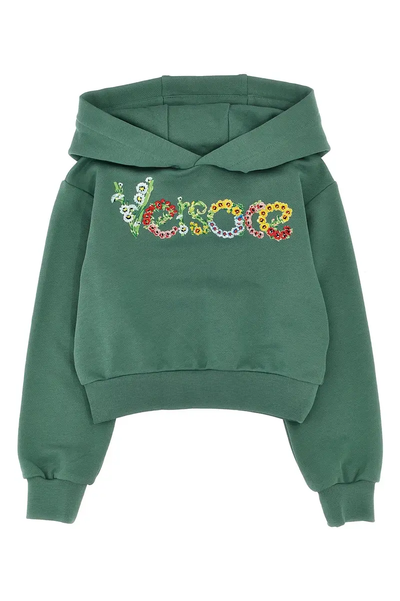 Felpa Con Cappuccio Ricamo Verde